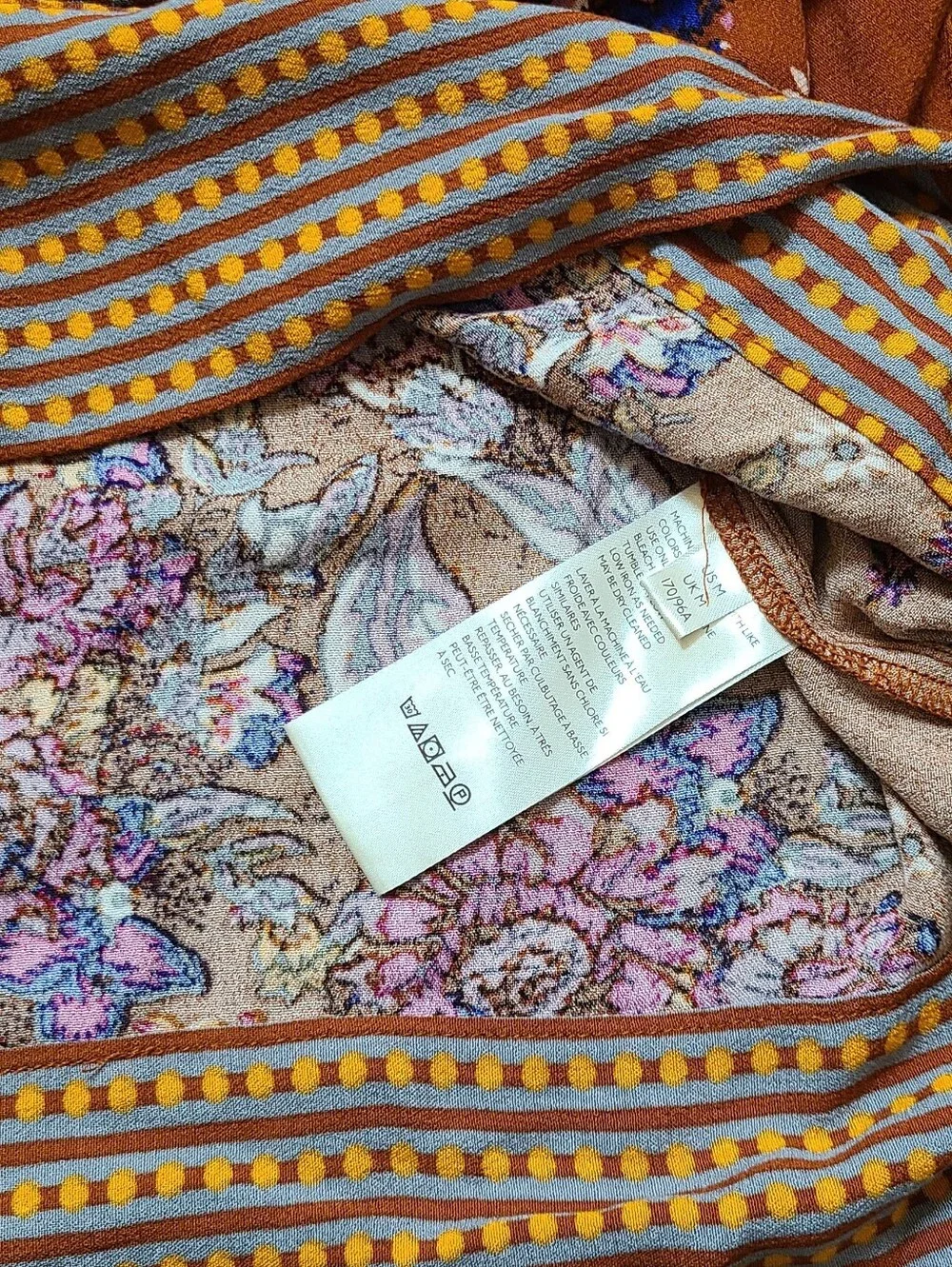 Free People Mix and Match Boho Floral V-Neck Long Sleeve Top Med